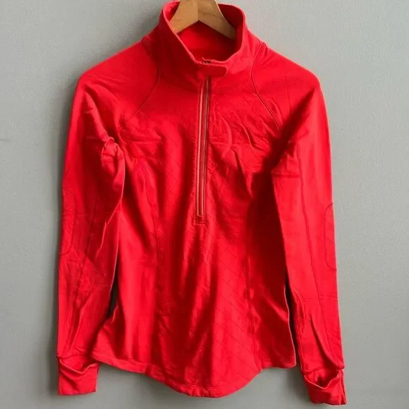 Lululemon Run Toasty Tech Pullover Love Red Size 6 1/4 Zip Running Jacket Shirt - Picture 5 of 15